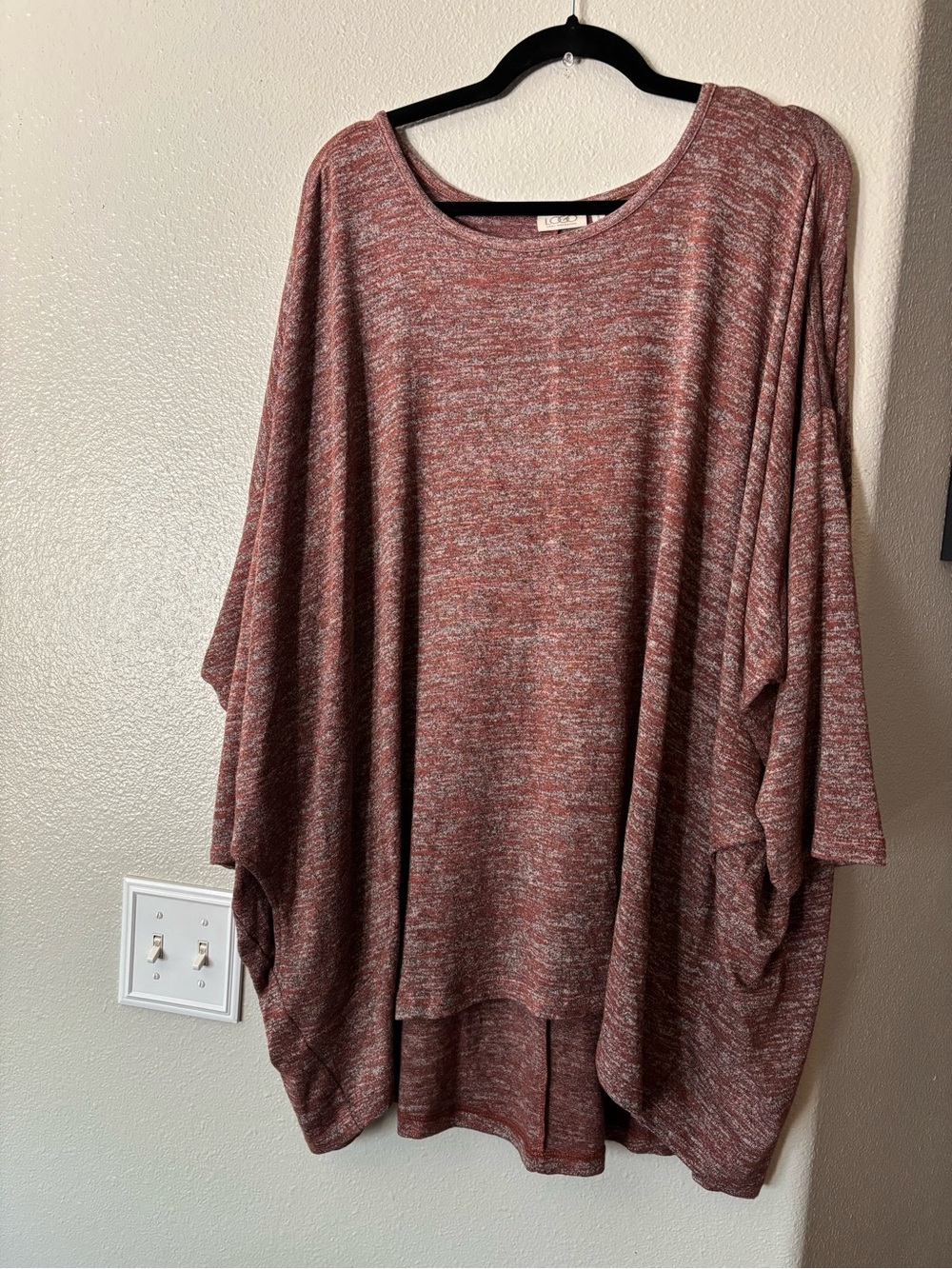 LOGO by Lori Goldstein Space Dye Heathered Oversized Tunic Top - 2X